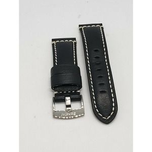 Bandini Black Leather 22mm Watch Strap
